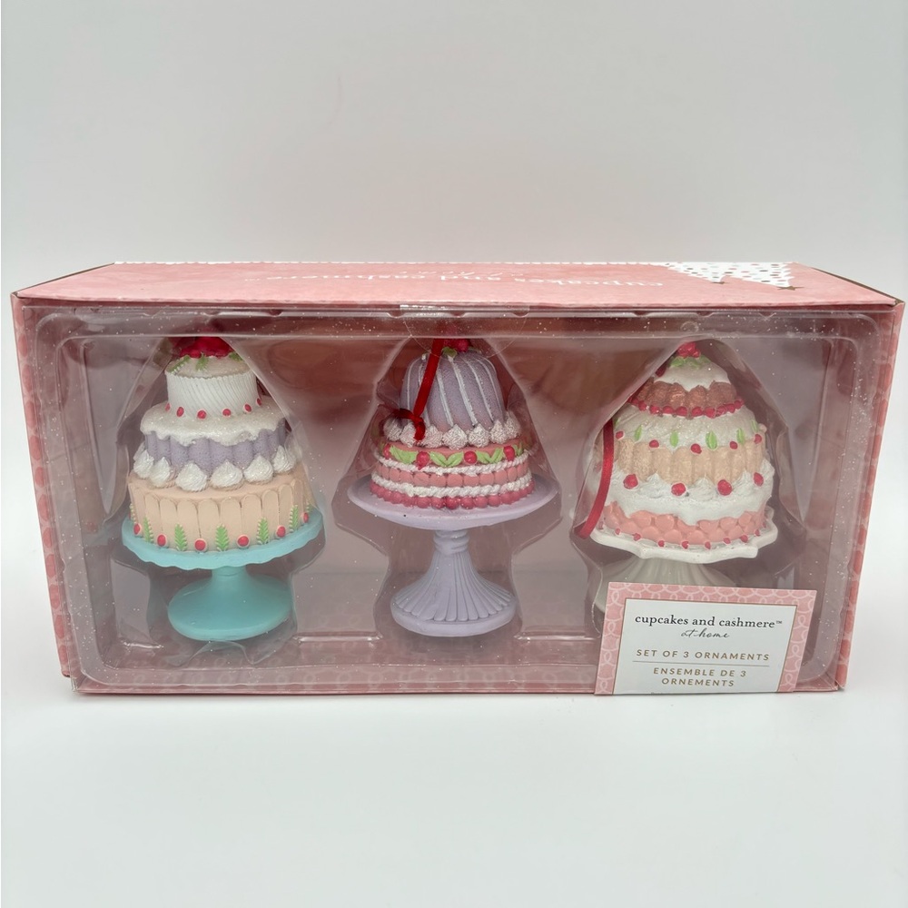 Cupcakes and Cashmere Set of 3 Pastel Valentines Resin Clay Tiered Cakes Decor